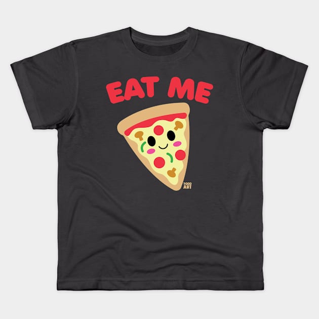 EAT ME PIZZA Kids T-Shirt by toddgoldmanart